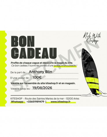 CHEQUES CADEAUX POUR MATERIEL DE KITESURF