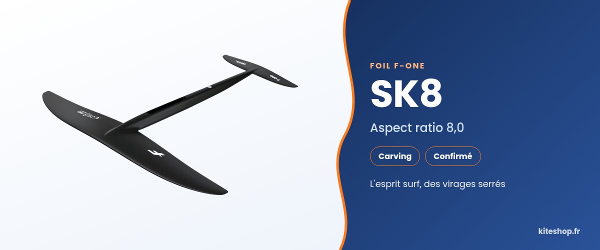 Plane F-ONE SK8 en carbone haut module, foil de wingfoil carving aspect ratio 8