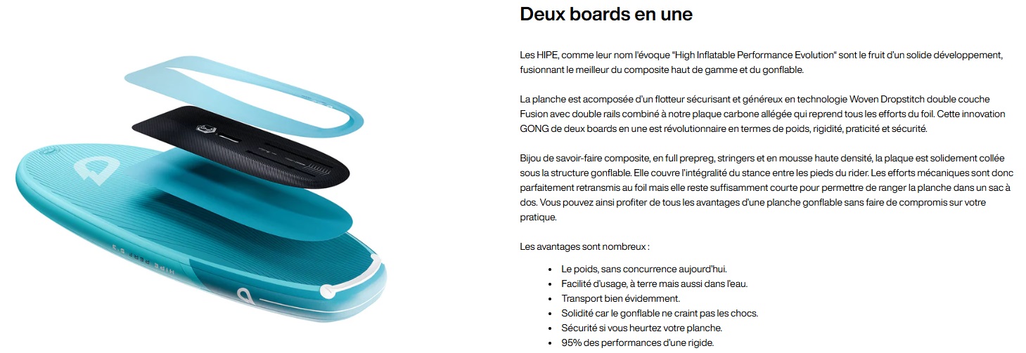Planche de wingfoil gonflable Gong Hipe Perf 5'10 OCCASION