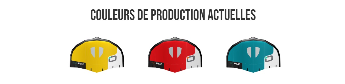 Couleurs de production actuelles de l'aile de wingfoil Ozone Fly V1 2026