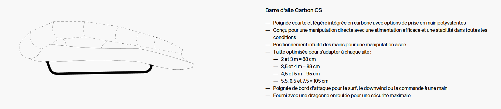 Barre Carbon CS de l'aile de wingfoil Eleveight WFS V7 2026